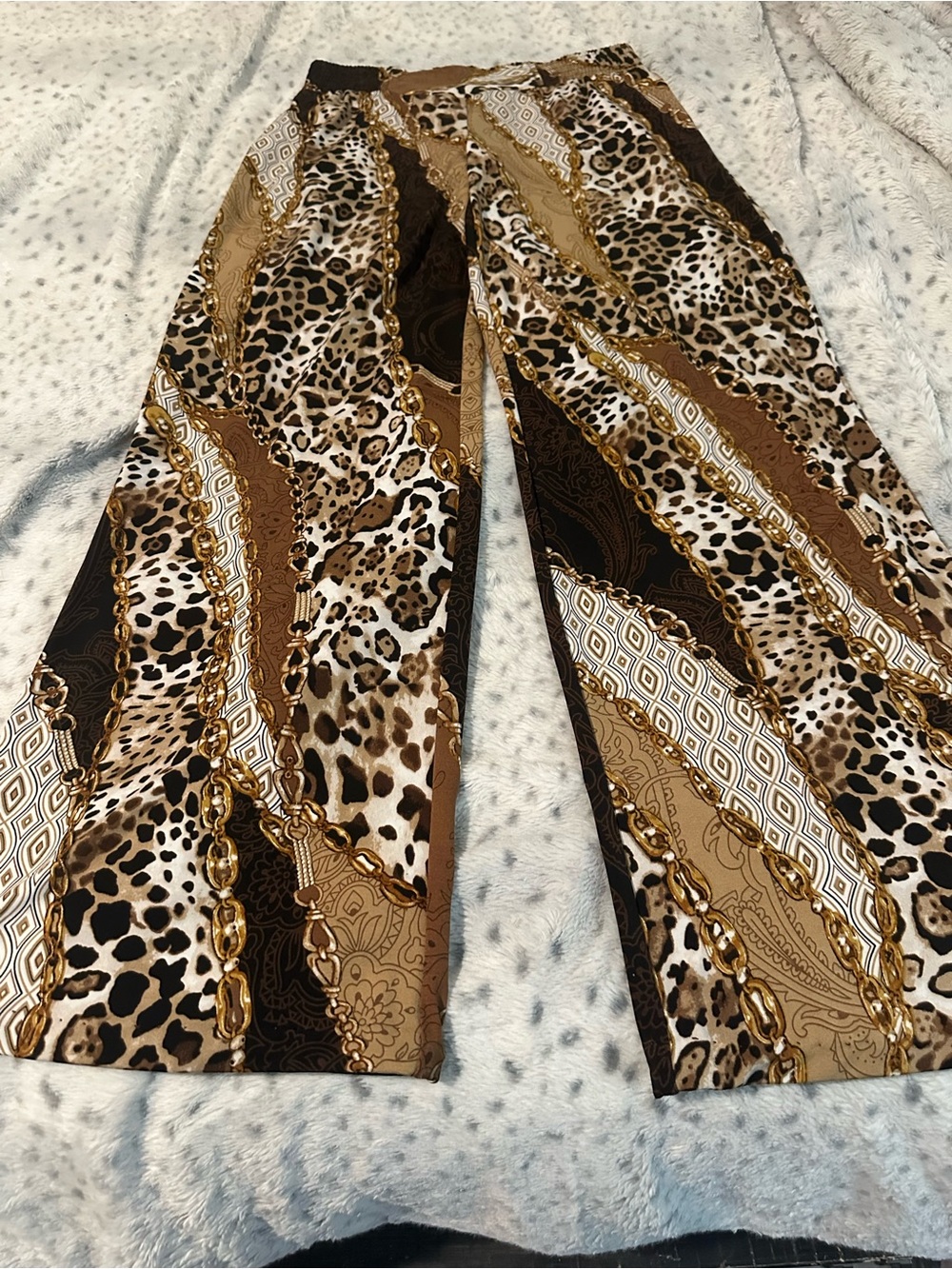 Philosophy Brown & Black Chain-Print Wide Leg Pants